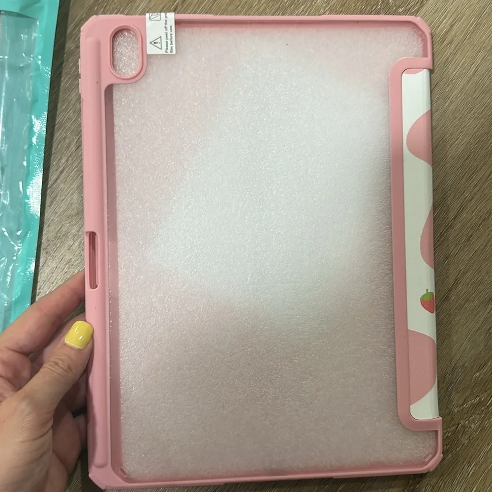 Pink and White ipad case with Cute Cow Design - pencil holder and stand